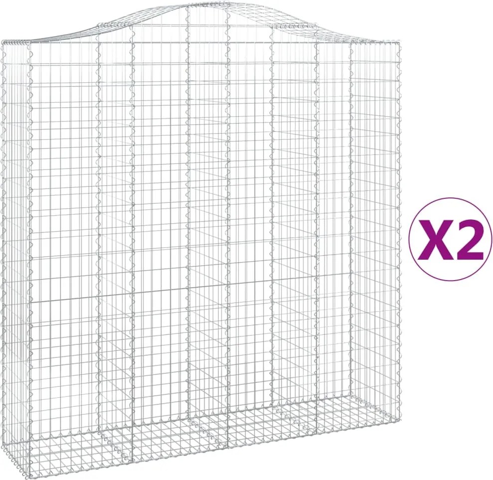vidaXL Coșuri gabion arcuite, 2 buc 200x50x200/220 cm, fier galvanizat