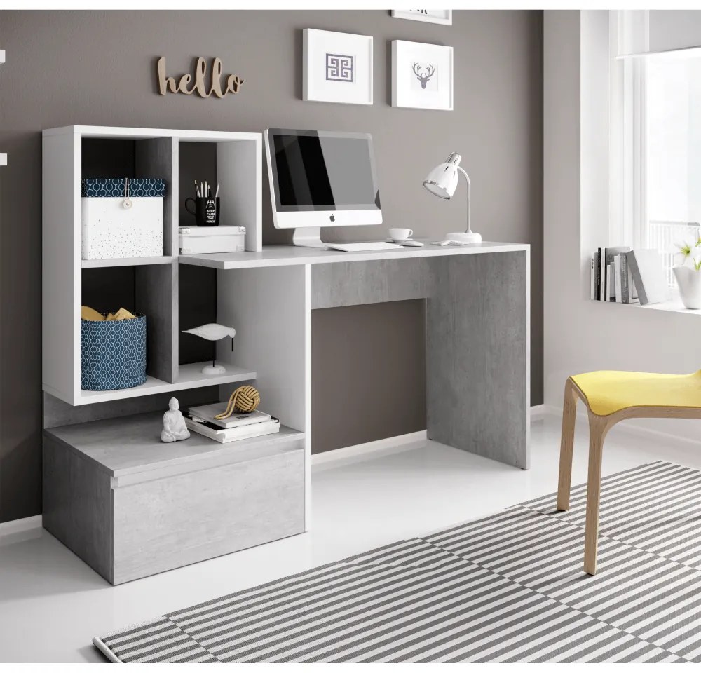 Masa PC, beton/alb mat, NEREO