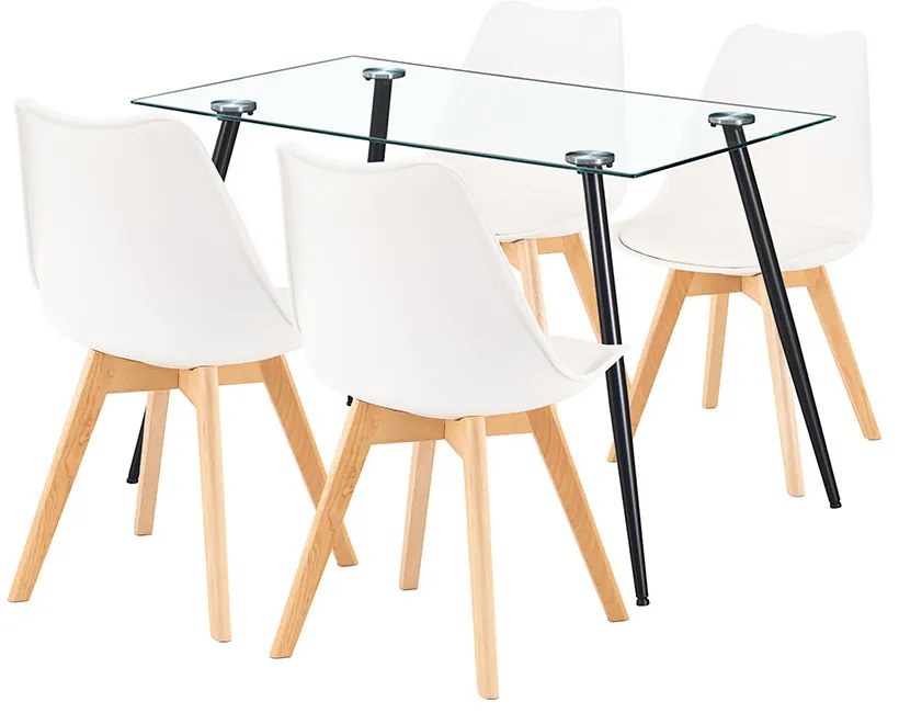 Milo 4+1 set de sufragerie alb-negru