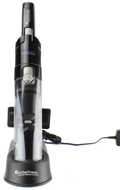 Aspirator portabil TurboTronic TT-LUX500, Li-Ion 2600 mAh, 90W, 12kPA, 150ml, Autonomie pana la 12 min, HEPA, 2 viteze, Negru