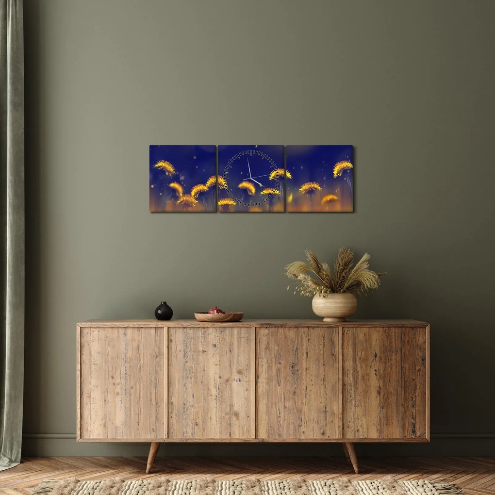 Tablou - Păpădii (cu ceas) (90x30 cm)
