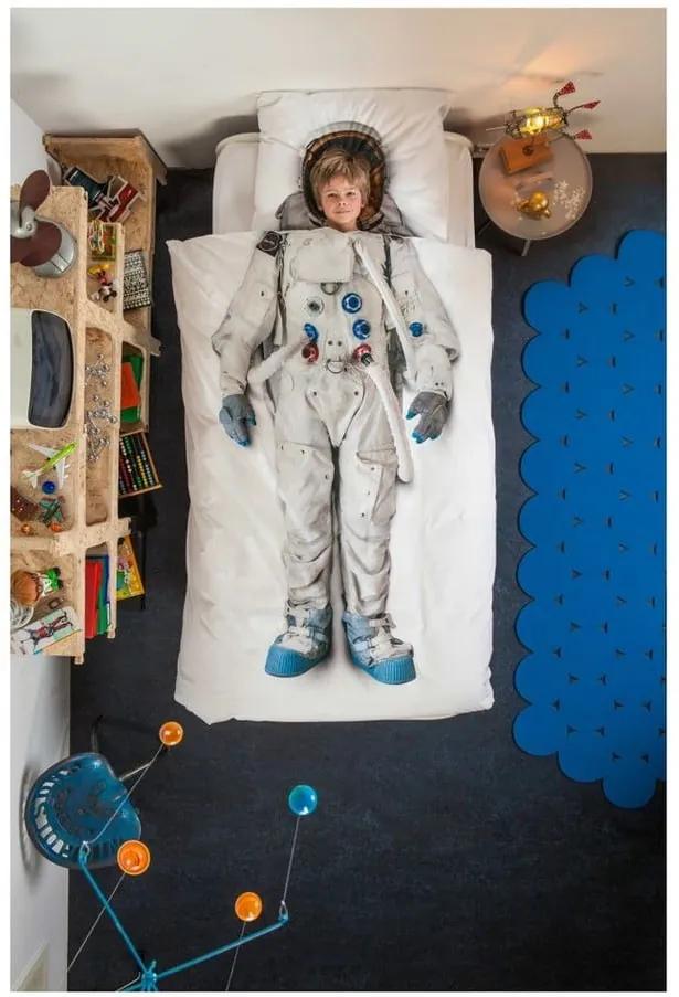 Lenjerie de pat de o persoană, din bumbac Snurk Astronaut 135 x 200 cm