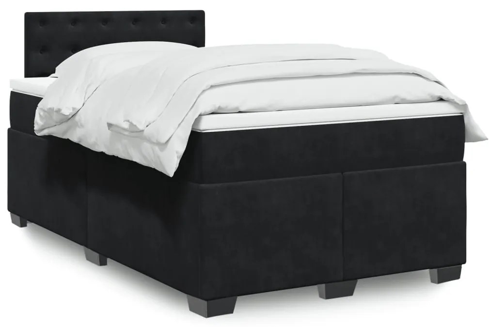 vidaXL Pat box spring cu saltea, negru, 120x190 cm, catifea