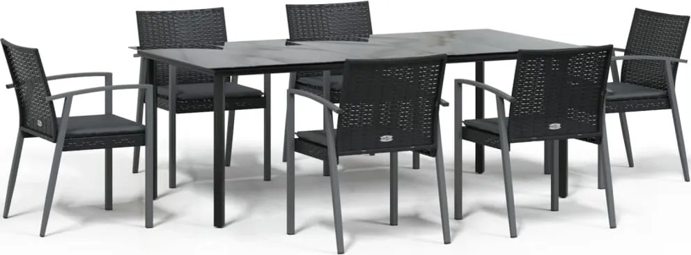 vidaXL Set mobilier de grădină cu perne, 7 piese, poliratan și oțel