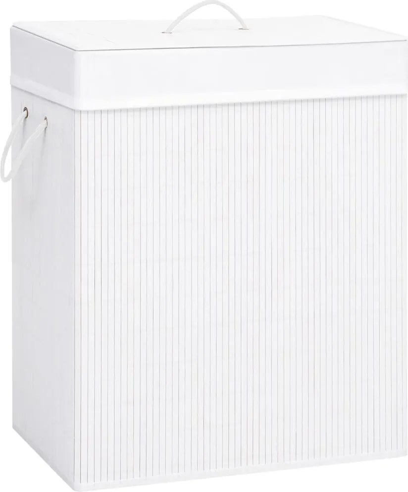 vidaXL Coș de rufe din bambus cu o secțiune, alb, 83 L