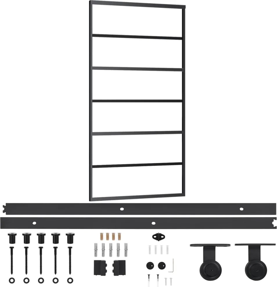 vidaXL Ușă glisantă cu set feronerie, 102x205 cm, sticlă ESG/aluminiu