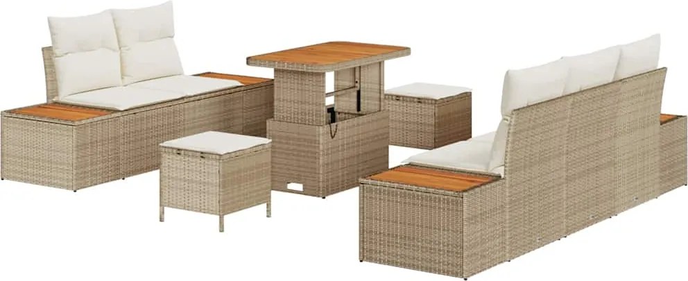 vidaXL Set de canapele pentru grădină cu pernă 8 pcs Bej și crem