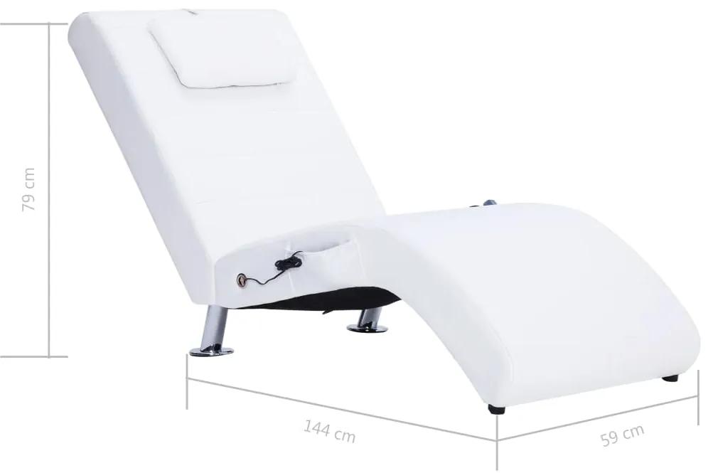 Sezlong de masaj cu perna, alb, piele artificiala 1, Alb
