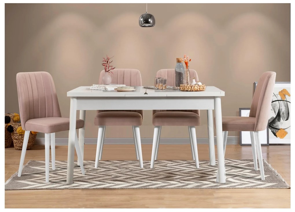 Set mobilier sufragerie Dobuse 3 (alb + piatră) (pentru 4 persoane). 1093808