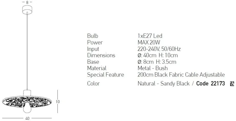 Pendul design modern Huidu natur, negru
