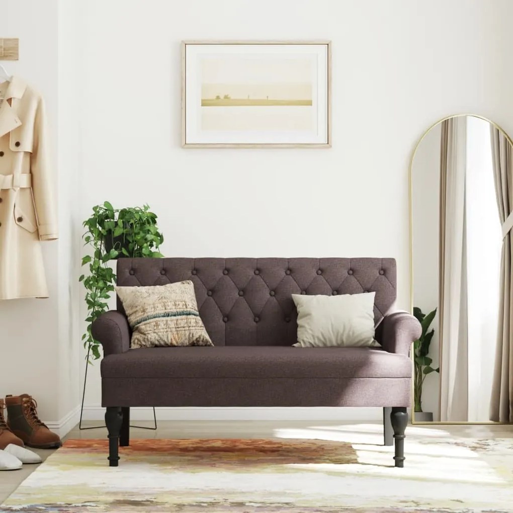 vidaXL Banchetă cu spătar, maro închis, 120x62x75,5 cm, textil