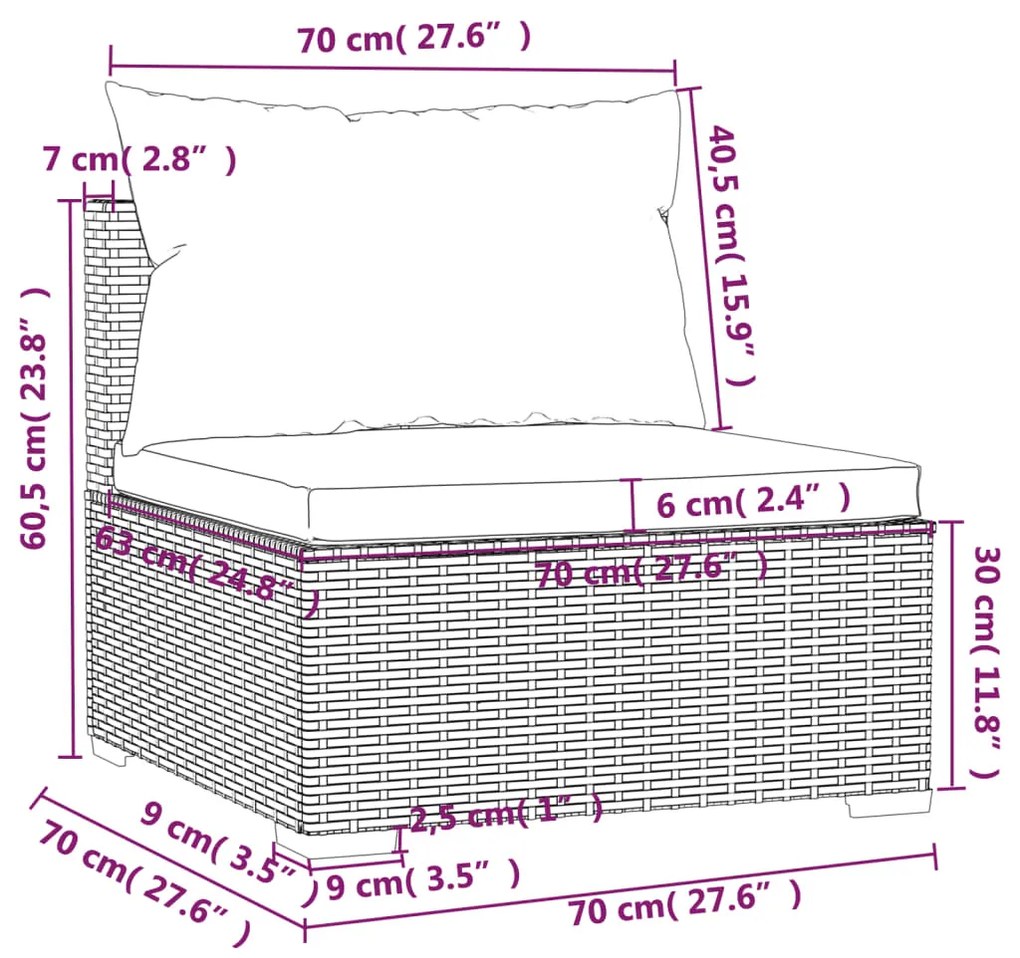 Set mobilier de gradina cu perne, 11 piese, gri, poliratan gri si antracit, 4x colt + 7x mijloc, 1