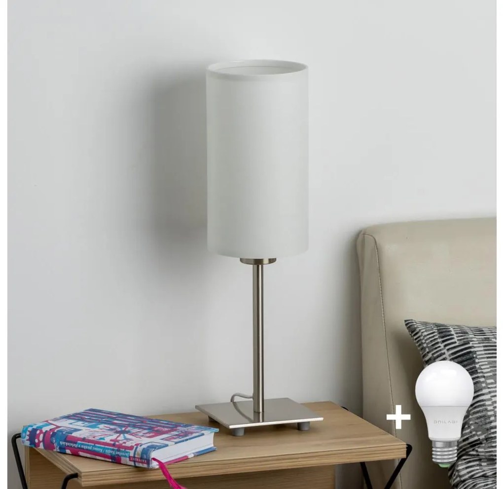 Lampă LED de masă Eglo TUNJA 1xE27/60W/230V 26,5 cm crom mat/alb