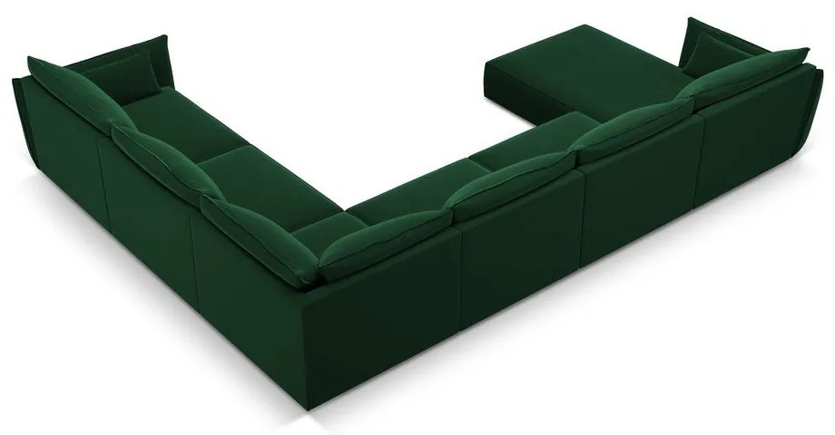 Colțar verde închis cu tapițerie din catifea (cu colț pe partea dreaptă, în formă de "U") Vanda – Mazzini Sofas