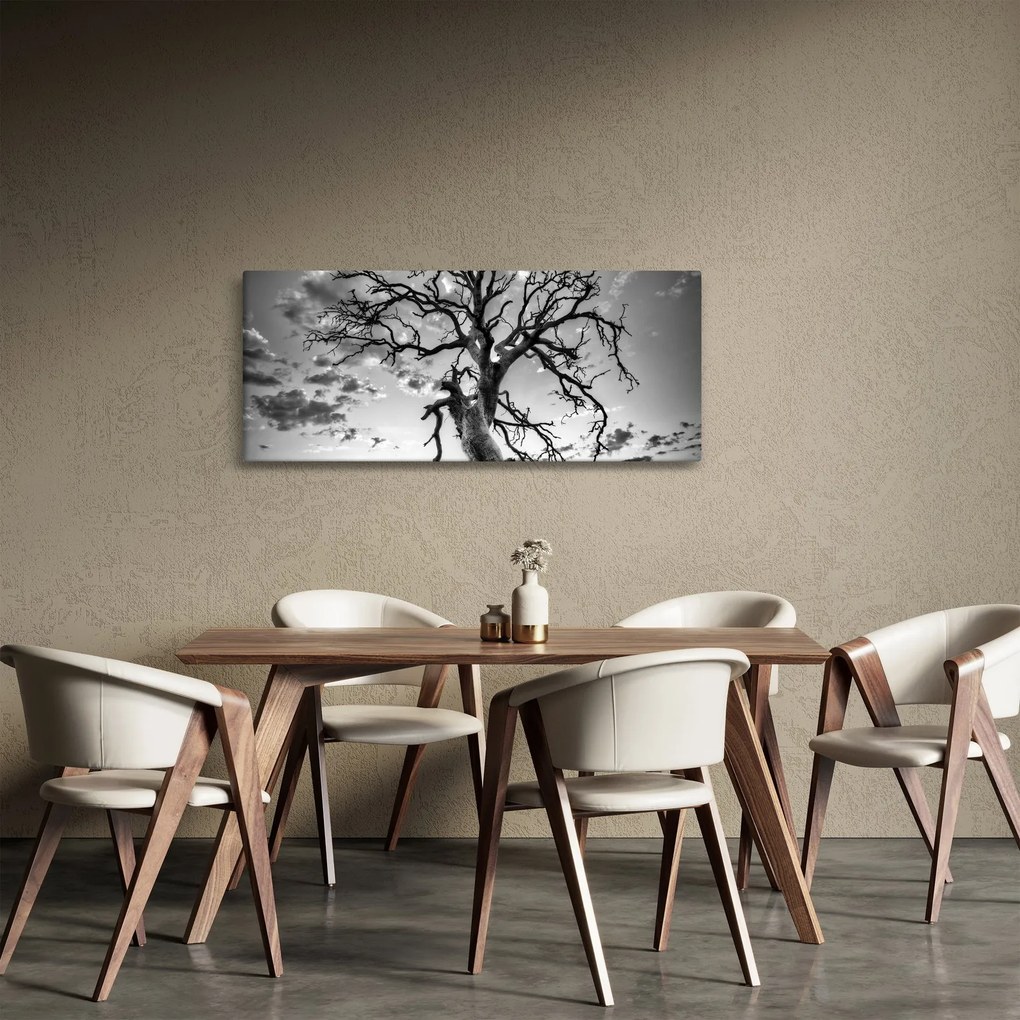 Tablou - Copacul, alb-negru (120x50 cm)
