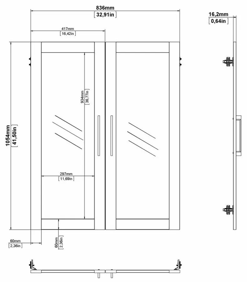 Uși pentru dulap Modulo 83,6 x 105,4 cm vitrat, alb / transparent