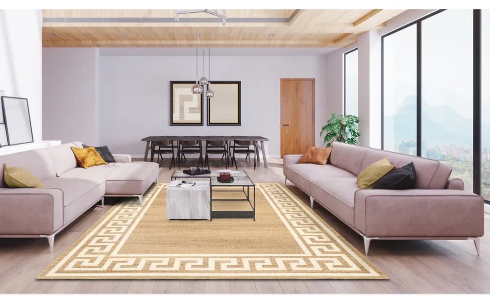 Covor maro deschis din lână 133x180 cm Cesar – Agnella