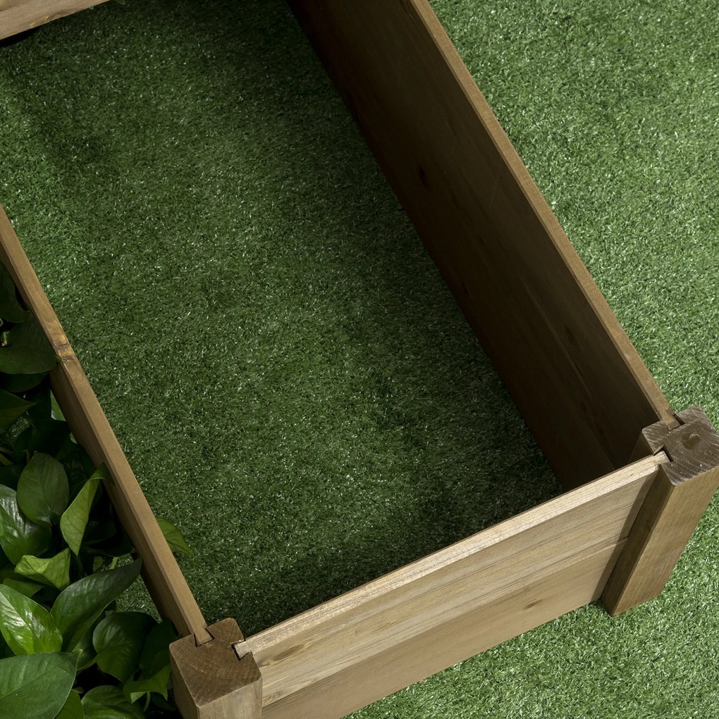 Outsunny grădină în trepte cu 4 recipiente pentru plante, rezistentă la intemperii, lemn masiv, 122x122x51 cm, natural | Aosom Romania