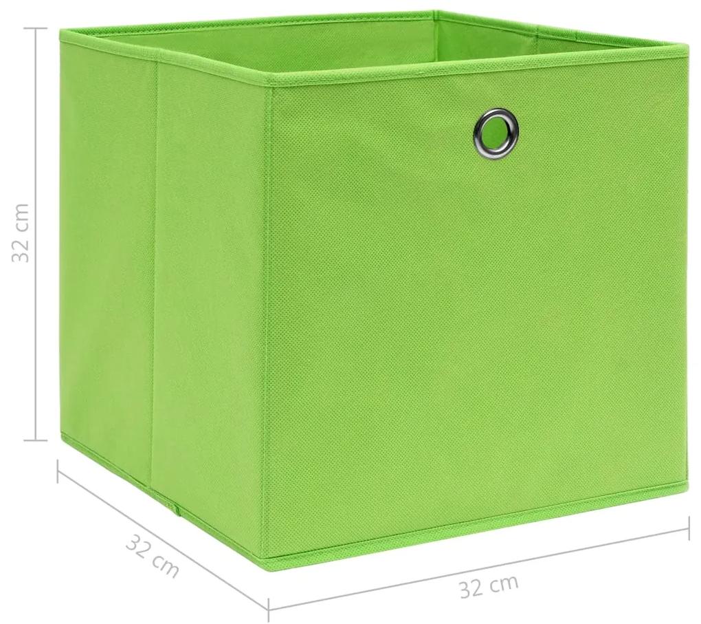 Cutii depozitare, 10 buc., verde, 32x32x32 cm, textil 10, Verde fara capace, 1, 1