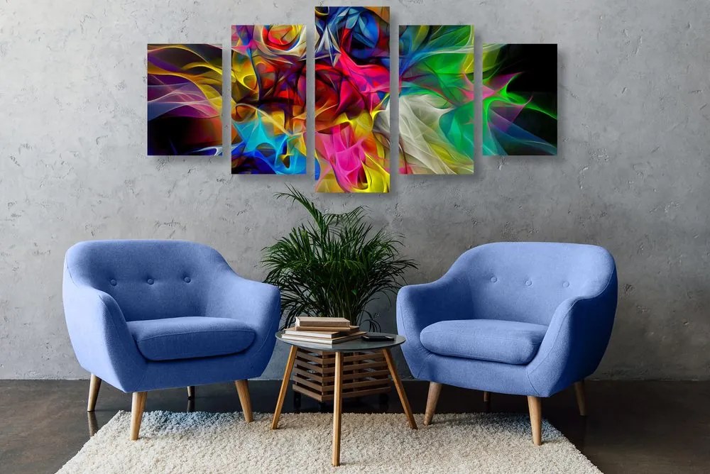 Tablou 5-piese haos colorat abstract