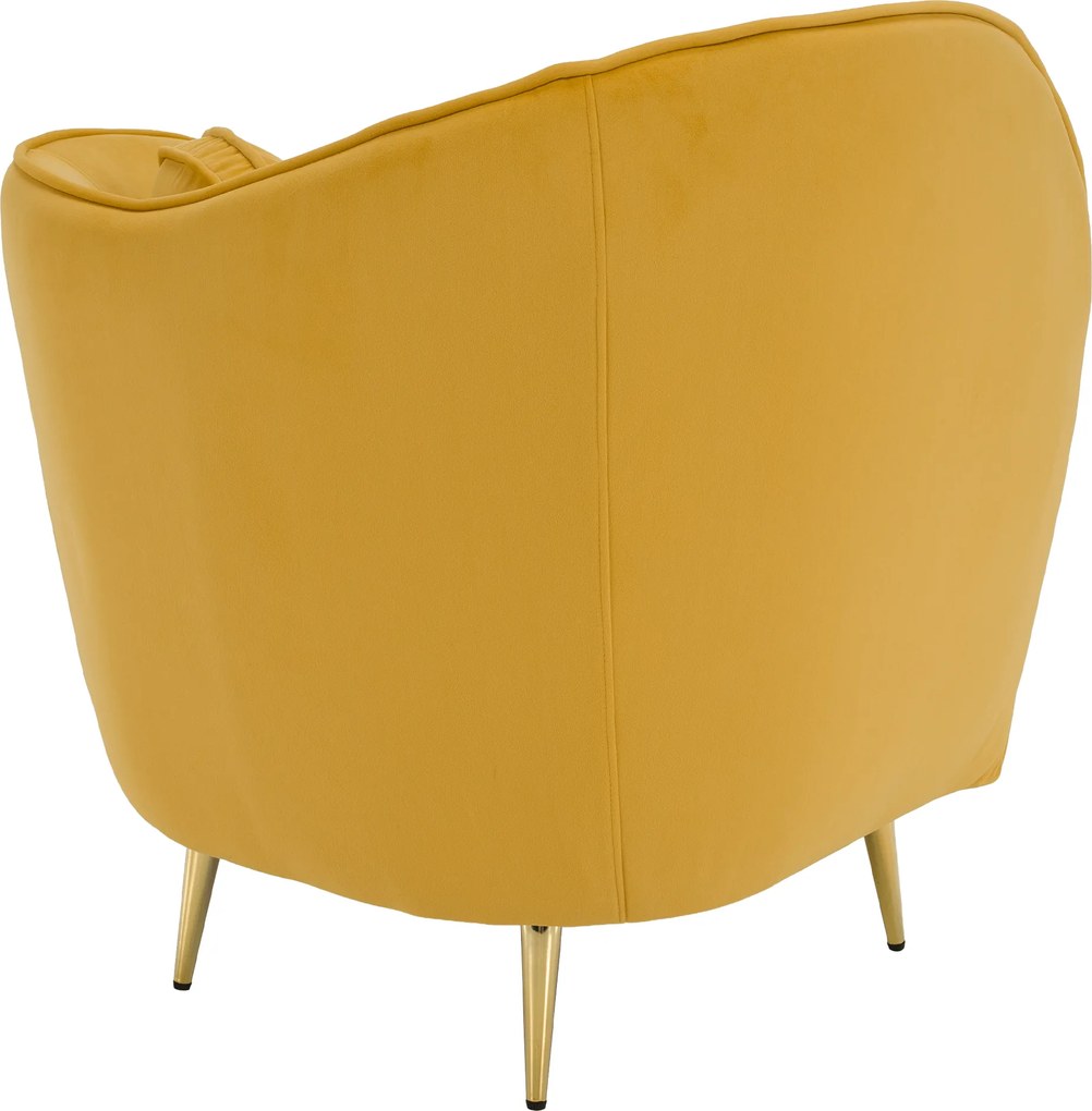 Fotoliu de design, ţesătură Velvet galbenă/gold crom auriu, EZIO