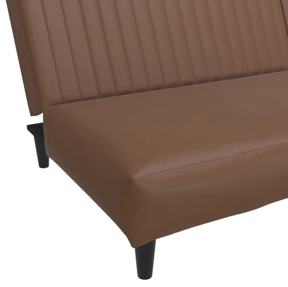 Canapea extensibila cu 2 locuri, maro, piele ecologica Maro, Fara scaunel pentru picioare Fara scaunel pentru picioare