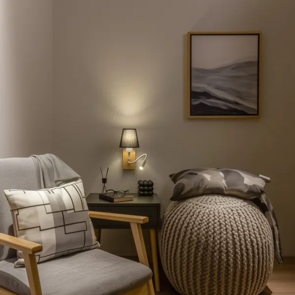 Lampă LED de perete Brilagi NUBILA WOOD 1xE27/25W/230V + LED/3W stejar/negru