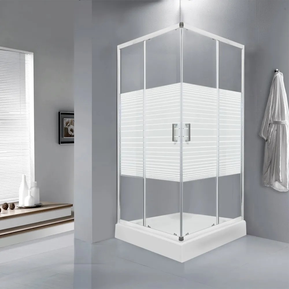 Cabină de duș pătrată Madera 90 cu cădiță 91x91x206 cm
