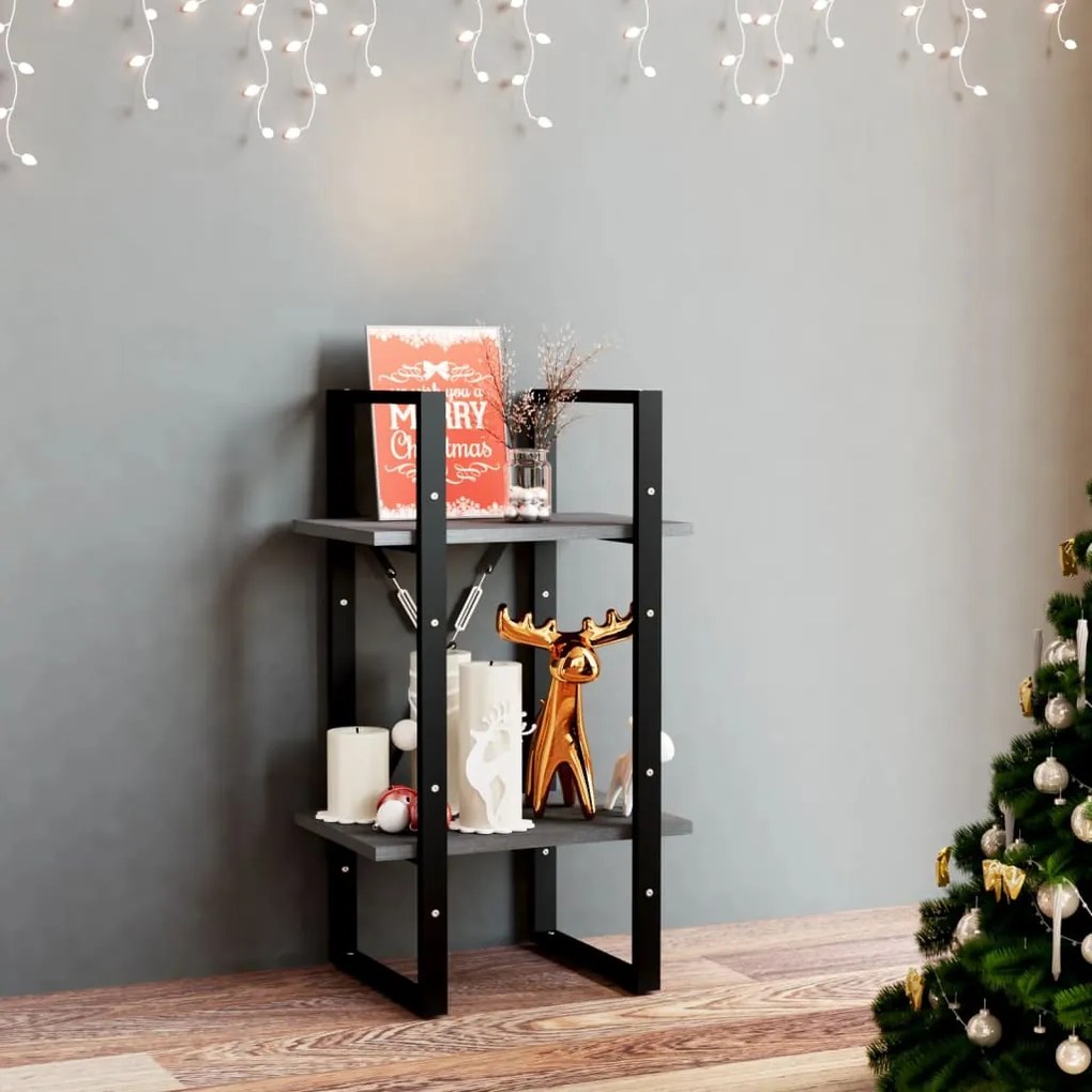 vidaXL Bibliotecă cu 2 rafturi, gri, 40x30x70 cm, lemn masiv de pin