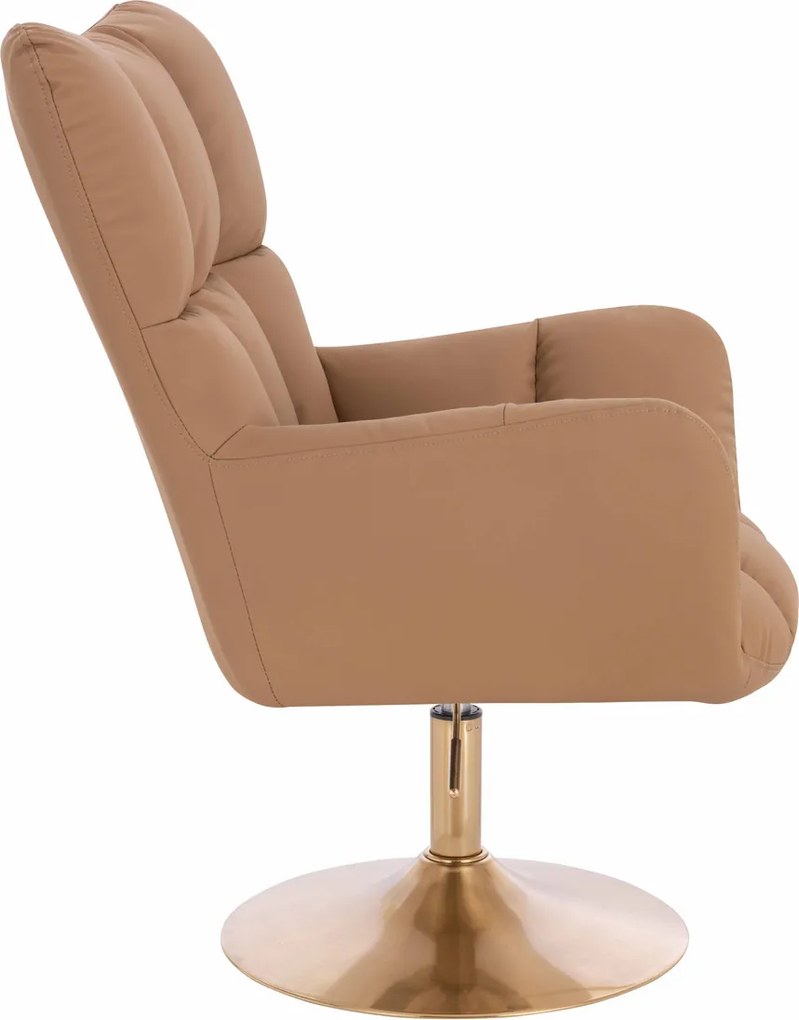HR650N Scaun Caramel Piele Ecologica Premium Soft cu Bază Aurie