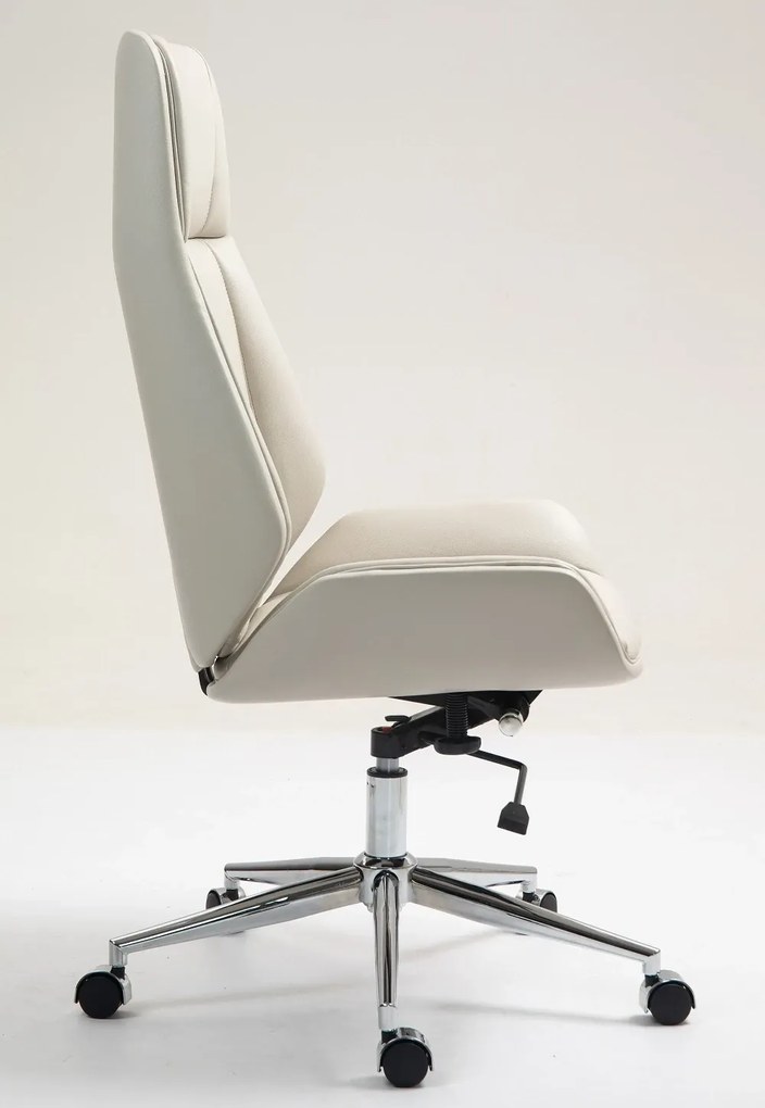 RESIGILAT- Scaun directorial, inaltime reglabila, brate fixe, baza metalica, Bej