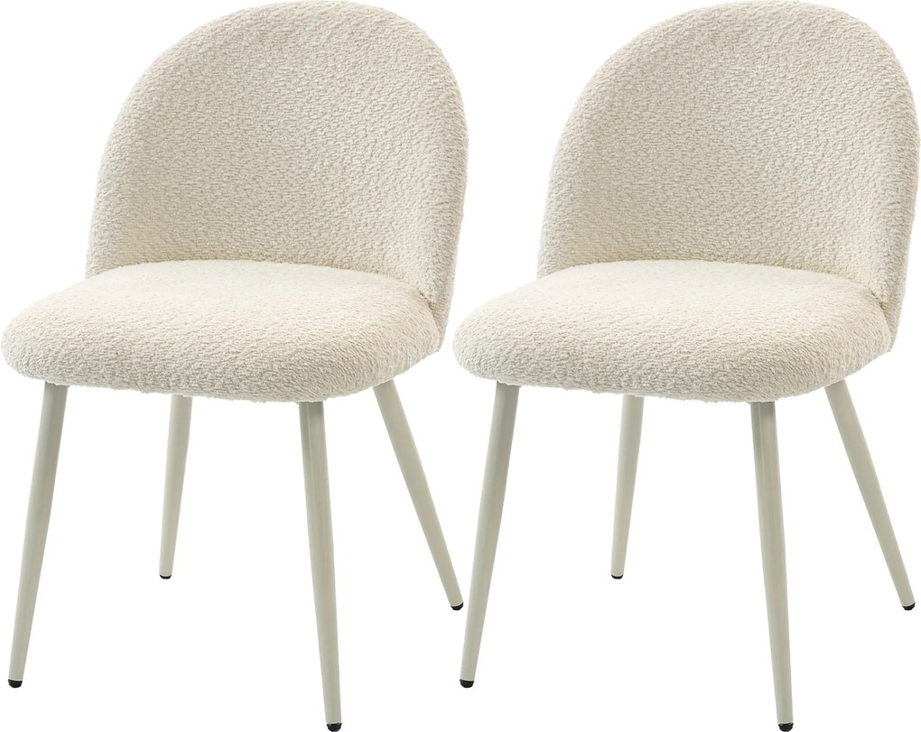 HOMCOM Scaune dining, scaune bucătărie, moi tapițate cu Chenille, 50,5 x 57,5 x 78,5 cm, crem | Aosom Romania