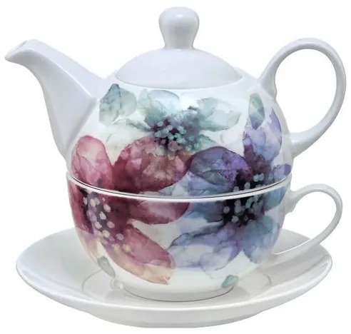 Set ceainic, ceasca si farfurie, 3 piese, Watercolour