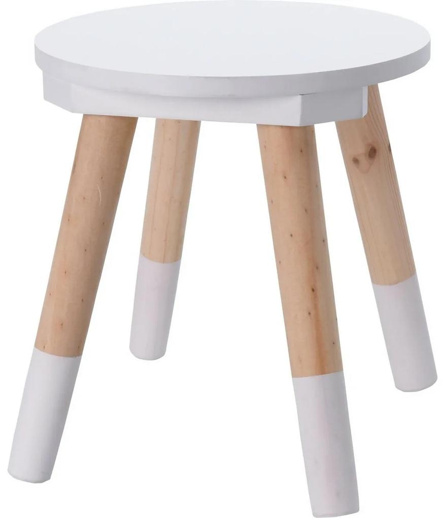 Scăunel din lemn pentru copii Kid´s collection alb, 24 x 26 cm