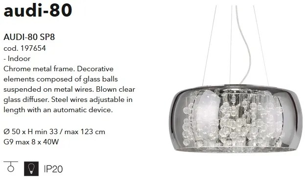 Lustra moderna AUDI-80 SP8 FUME' diam.50cm 197654