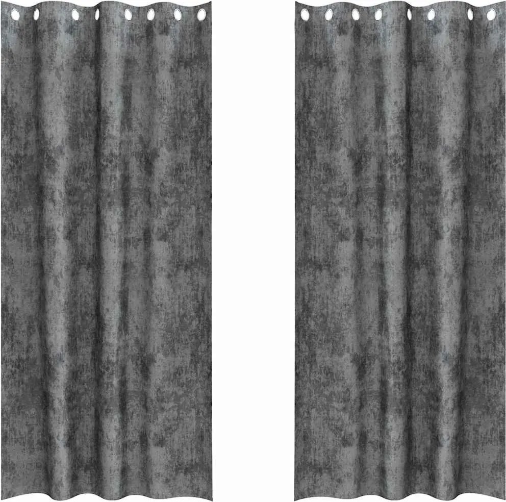 vidaXL Cortine din catifea cu perdele 2 pcs Gri 245 x 140 cm Catifea