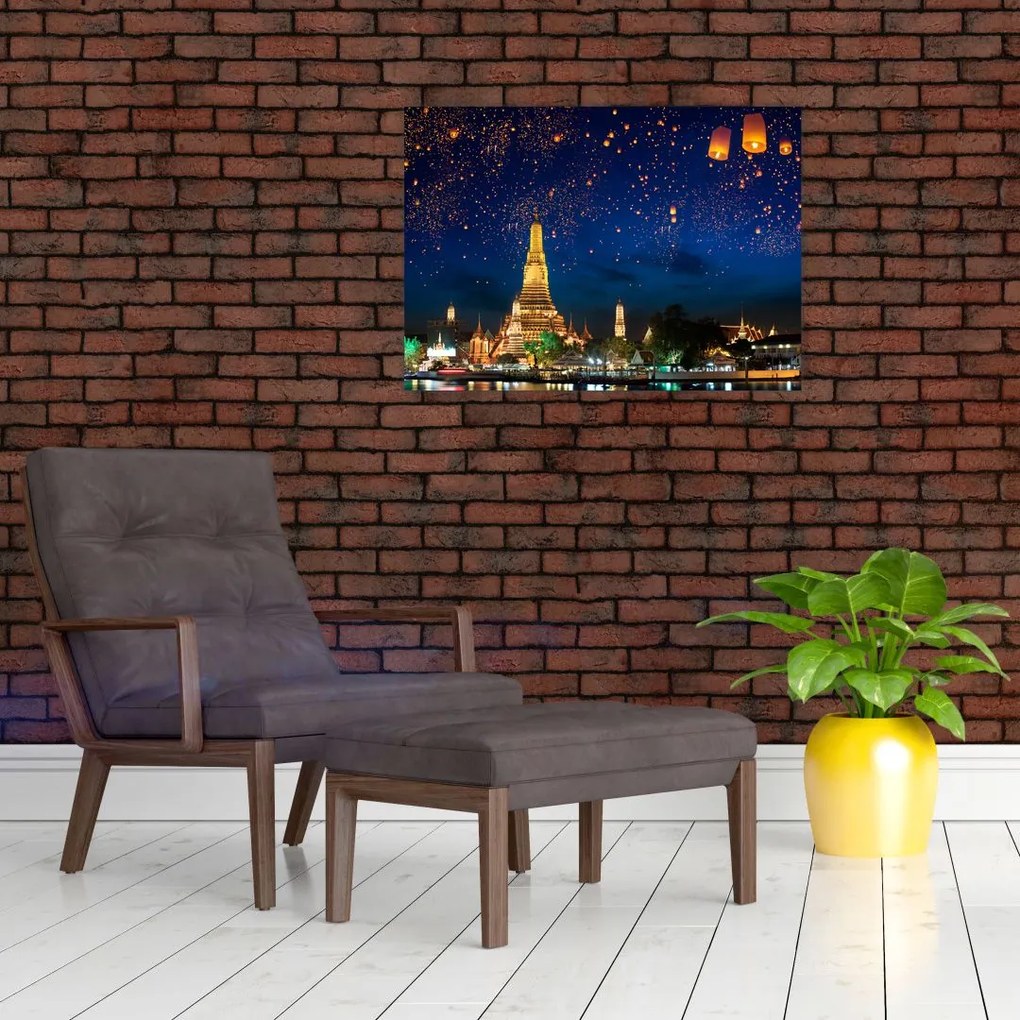 Tablou pe sticlă - Lampioane norocului, Bangkok (70x50 cm)