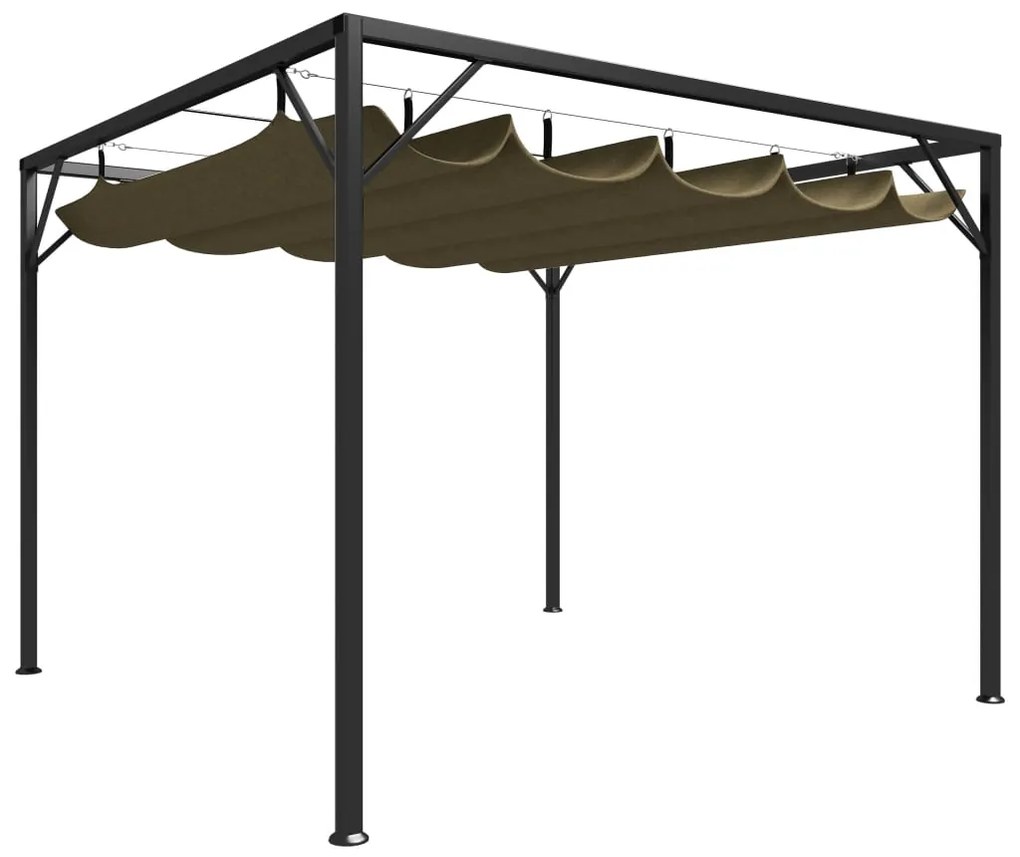 Pavilion gradina, acoperis retractabil gri taupe 3x3 m 180 g m   Gri taupe