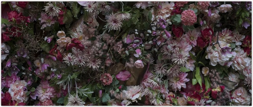 Tablou - Perete de flori (120x50 cm)