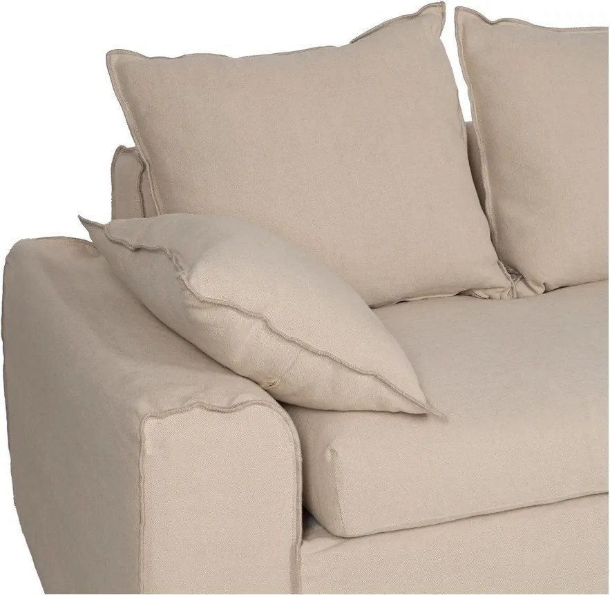 Colțar crem cu tapițerie din in (cu colț pe partea dreaptă, cu șezlong) – Ixia