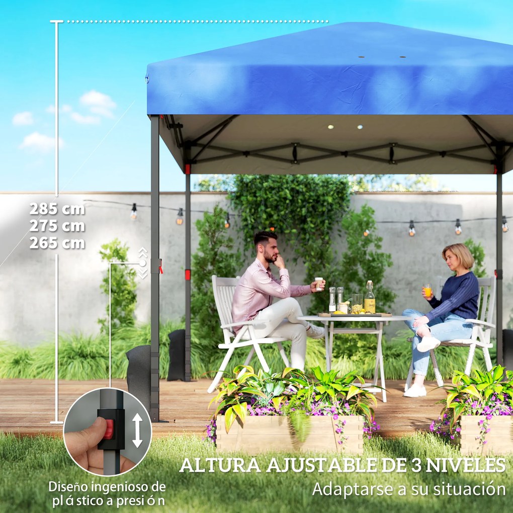 Outsunny Cort Pliant Pop-up 3x3 m cu 3 Pereți 2 Ferestre Înălțime Reglabilă UPF50+ Husă Transport și Saci cu Nisip Albastru | Aosom Romania