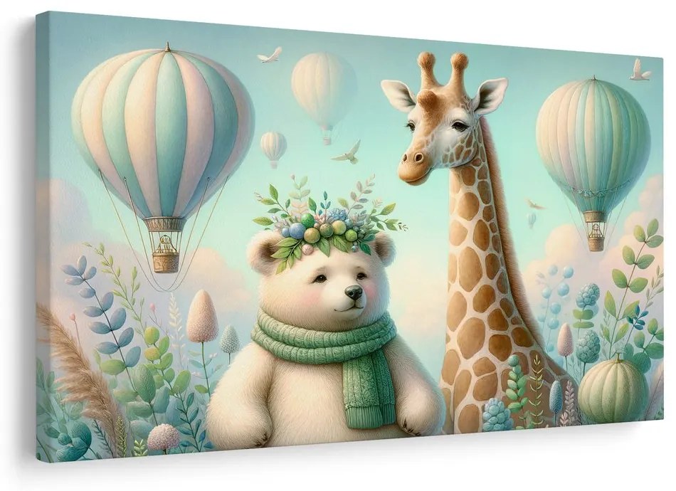 Tablou ursuleț și girafă