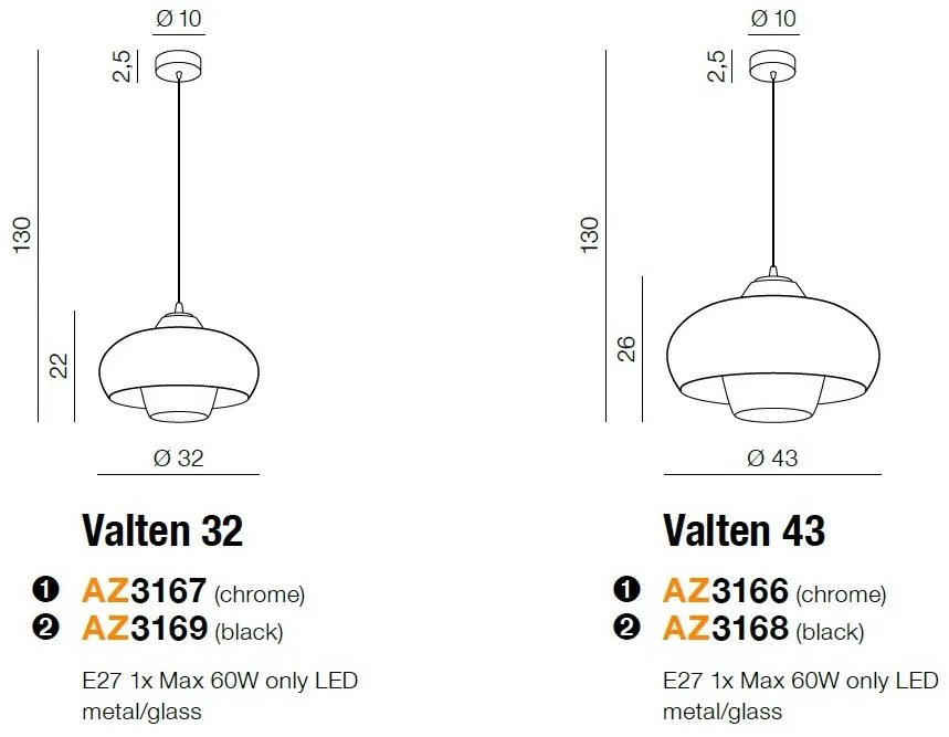 Lustra / Pendul design modern 43cm Valten crom ZZ AZ3166
