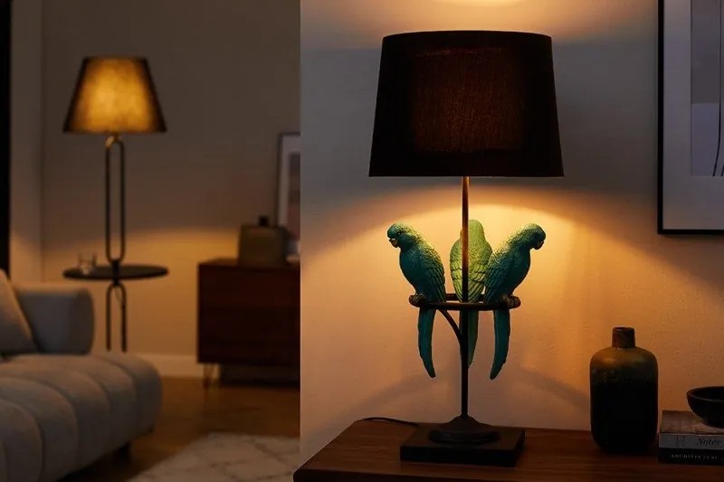 Veioza, Lampa de masa Wildlife Papagal 75cm, turcoaz