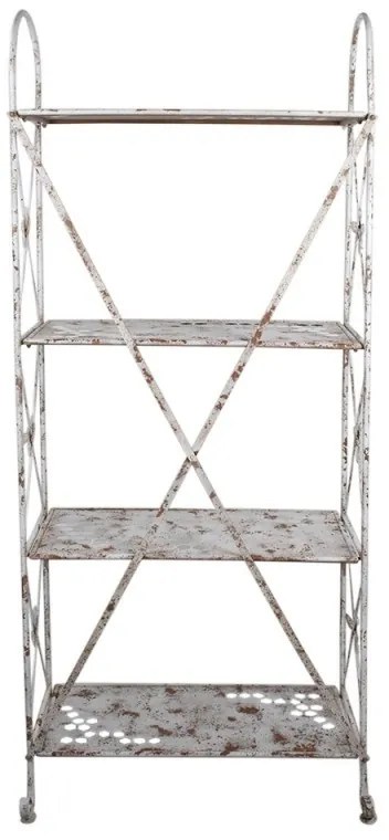 Etajera de gradina cu rafturi, alb, din metal, aspect vintage, Abeille
