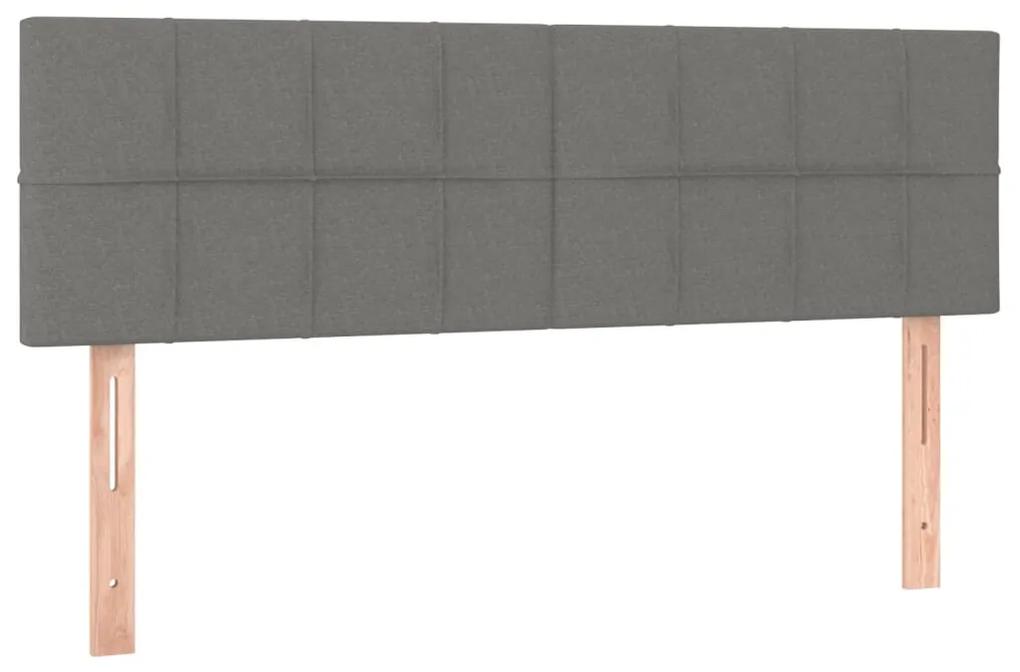 Pat box spring cu saltea, gri inchis, 140x200 cm, textil Morke gra, 140 x 200 cm, Cu blocuri patrate