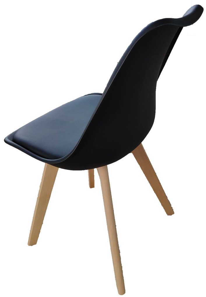 Scaune de sufragerie 4buc negre, stil scandinav Basic