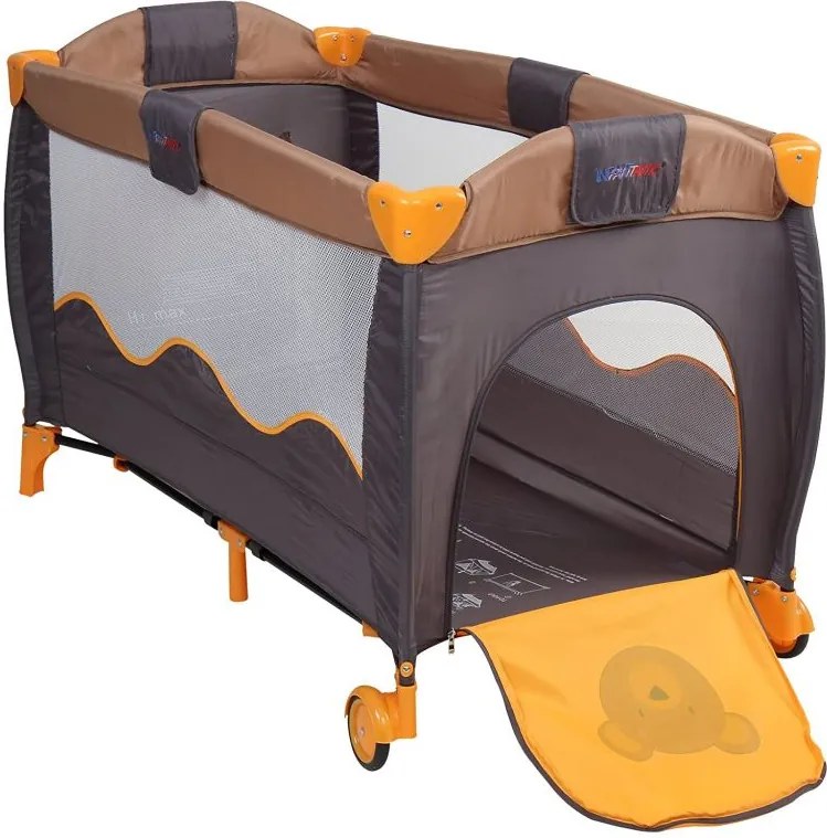 Pătuț de călătorie, portocaliu/gri