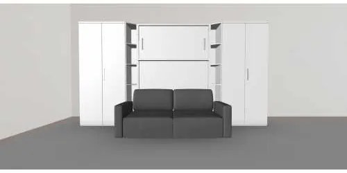 Set pat rabatabil dublu cu canapea si 2 dulapuri Royal Acordeon (100 cm) - Royal FULL Wardrobes & Sofa SET (150X200)
