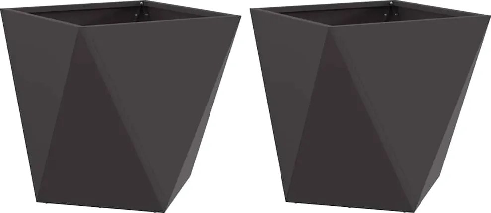 vidaXL Jardinieră 2 pcs Negru 40 x 40 x 40 cm Oțel